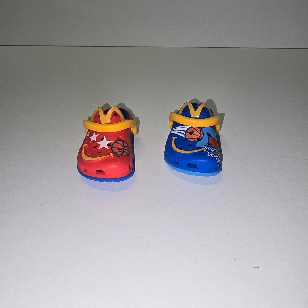 McDonalds All American Games Crocs Keychain Clip On Toys Red Blue Basketball